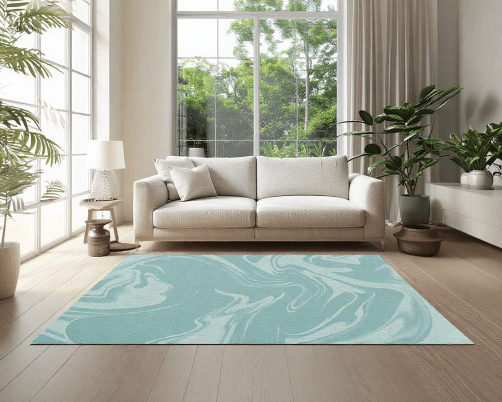 Stylish Indoor/Outdoor Rug for Living Room, Patios, Decks, and Gardens | Perfect for Home Decor - Grey Cyan